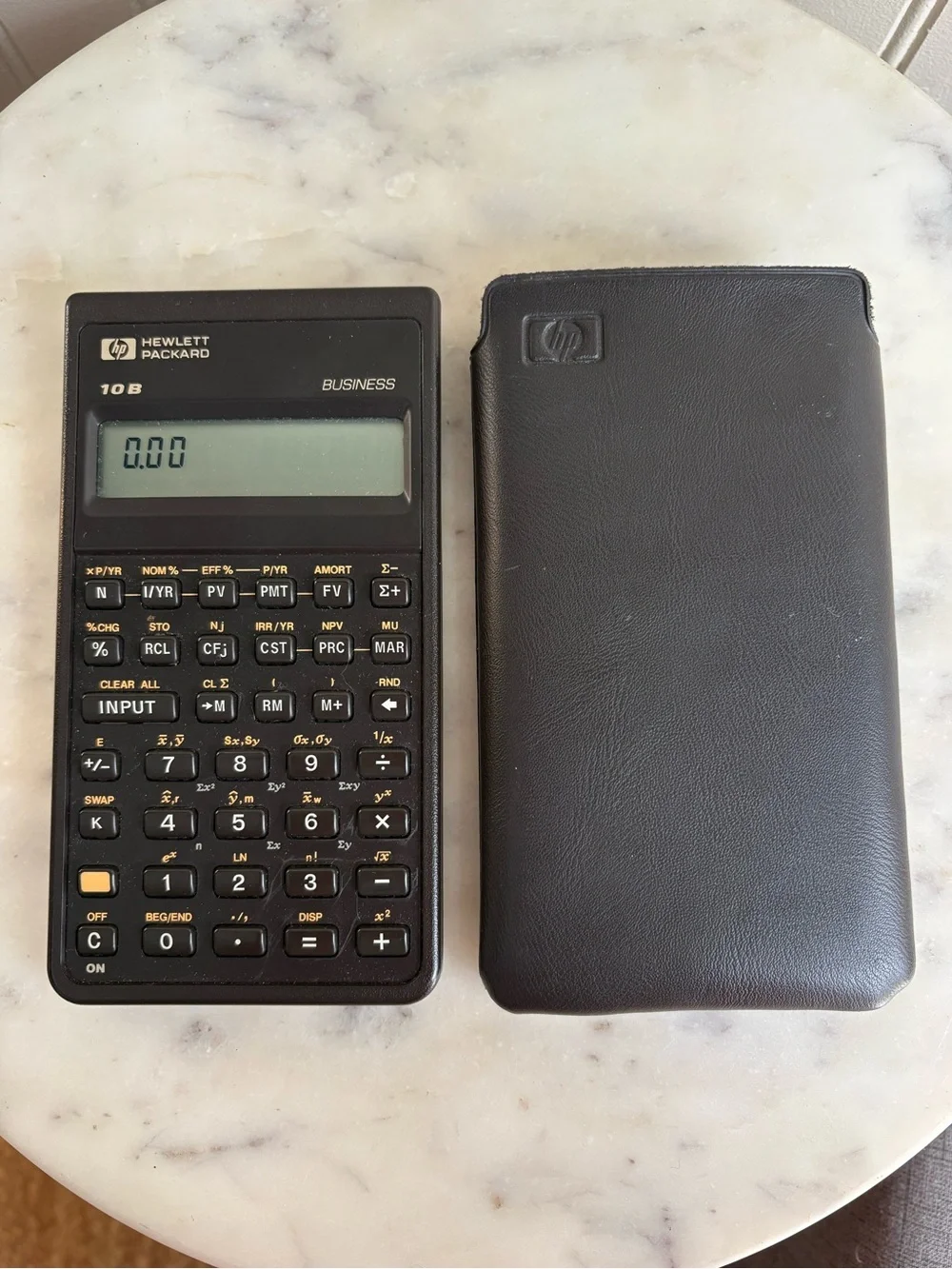 Vintage Hewlett-Packard 10B Business Calculator w/Protective Travel Case Brown